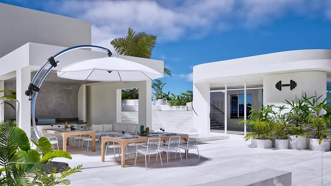 Ikonic Tower amenities, outdoor lounge area