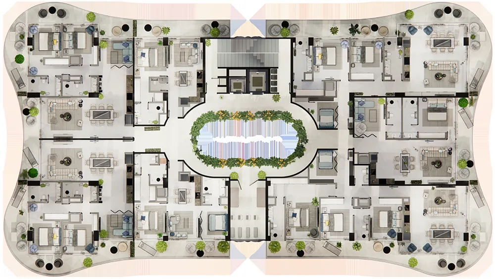 Architectural floor plan, level 4, Ikonic Tower