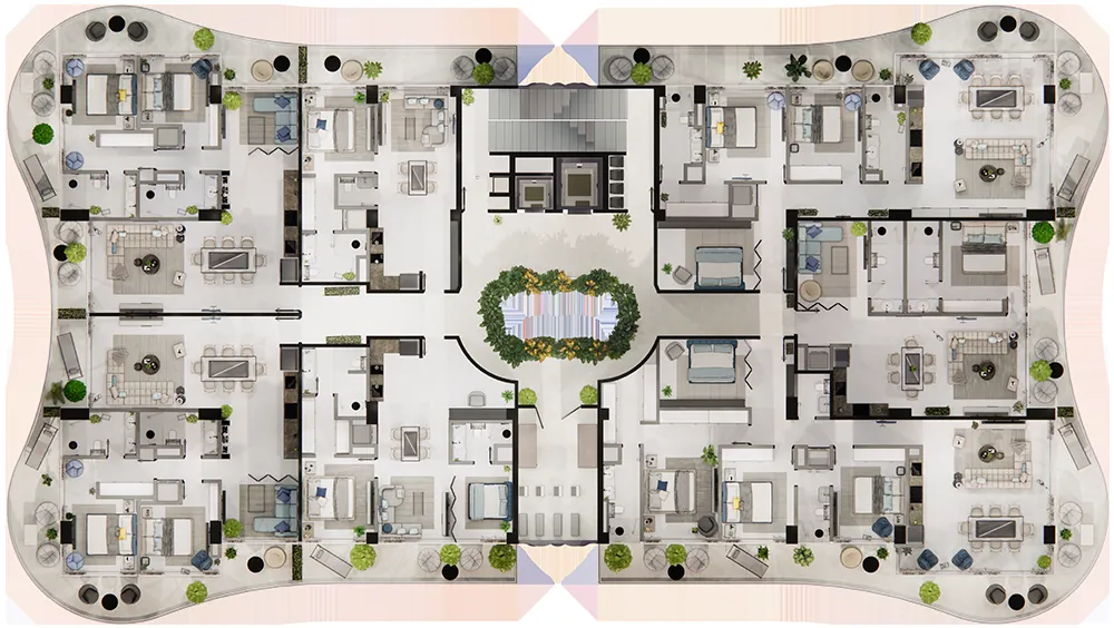 Architectural floor plan, level 8, Ikonic Tower