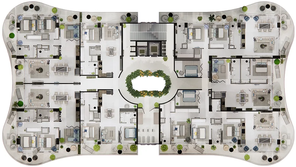 Architectural floor plan, level 9, Ikonic Tower